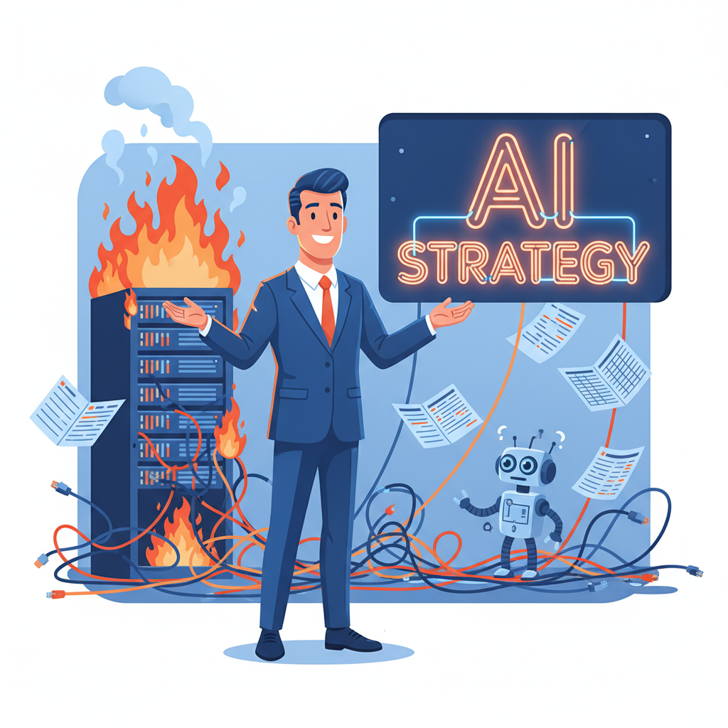 Strategic planning meeting for an AI project